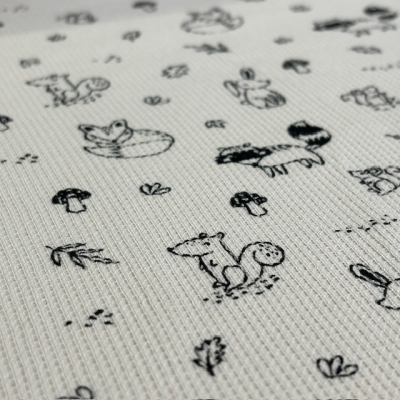 Waffeljersey | WALDTIERE | Schwarz Beige